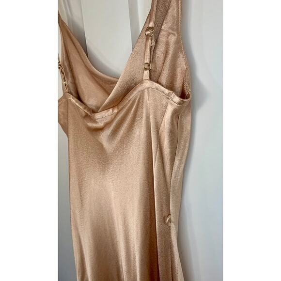 Shona Joy La Lune Bias Maxi Dress in Desert Rose Size 4 Cowl Neck Front Split - Picture 5 of 9